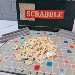 Vintage 1955 Scrabble Board Game J.W. Spear & Sons England Early British Edition